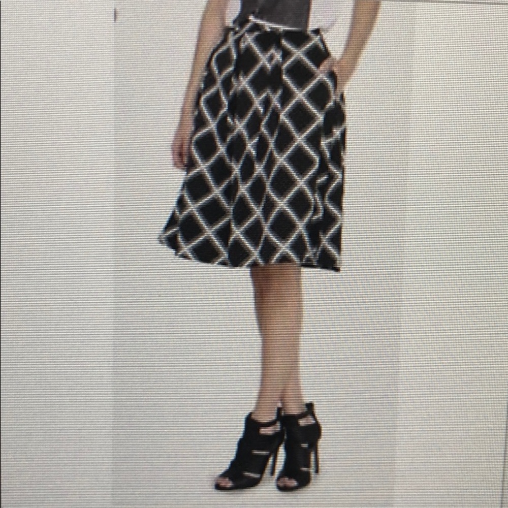EXPRESS black & white windowpane plaid midi skirt